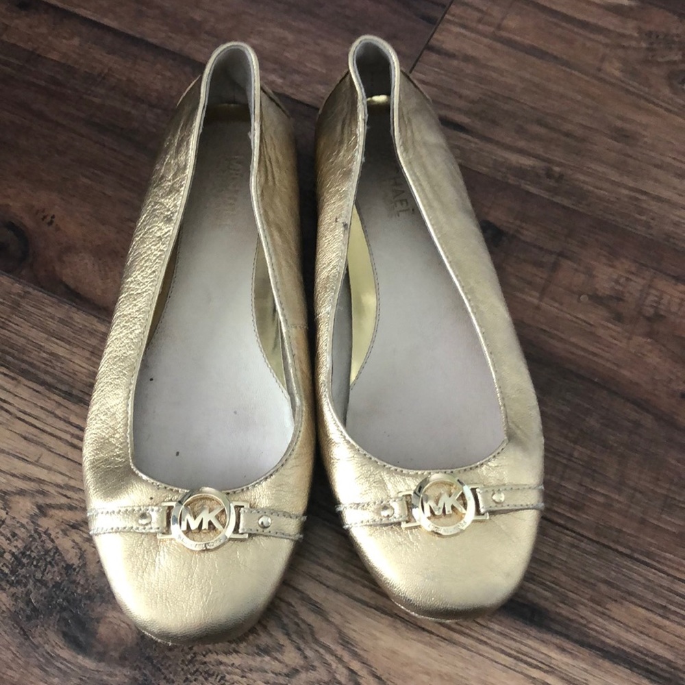 Michael Kors Gold Leather Flats